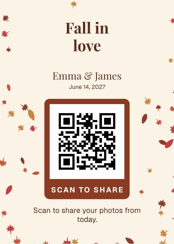 Autumn Harvest QR code sign for sharing event photos