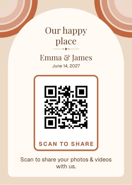 Boho Rainbow QR code sign for sharing event photos