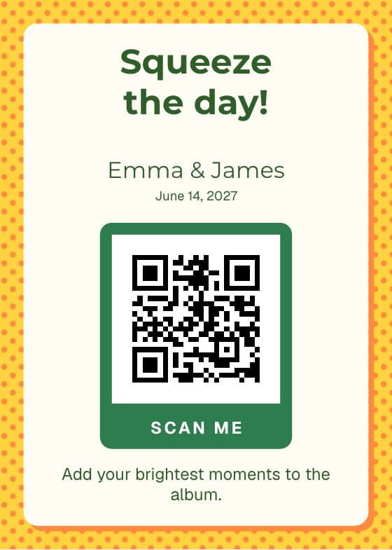 Citrus Pop QR code sign for sharing event photos