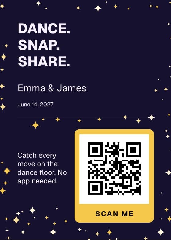 Disco Nights QR code sign for sharing event photos