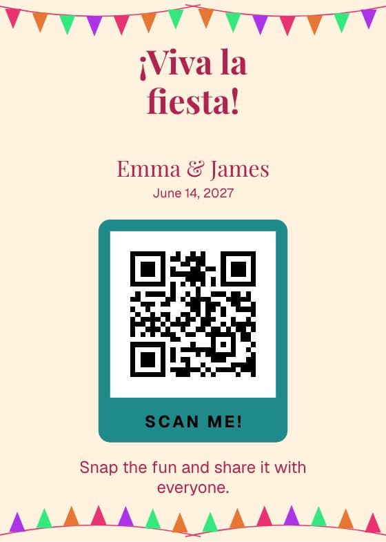 Fiesta QR code sign for sharing event photos