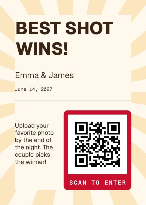 Photo Contest QR code sign for sharing event photos