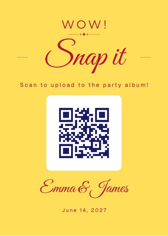 Pop Art Burst QR code sign for sharing event photos
