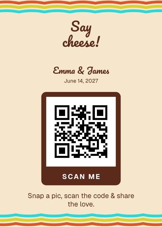 Retro Groove QR code sign for sharing event photos