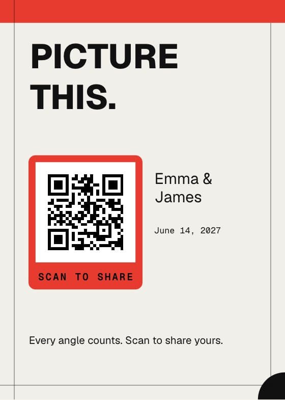 Swiss Poster QR code sign for sharing event photos