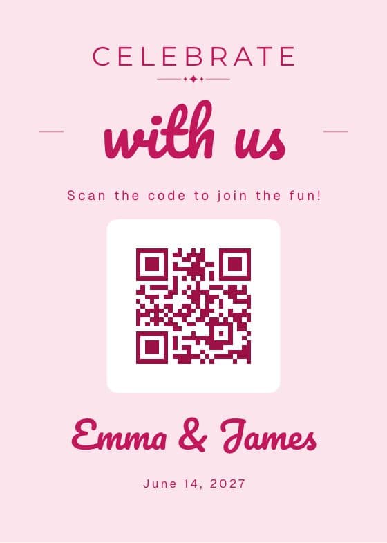 Whimsical Script QR code sign for sharing event photos