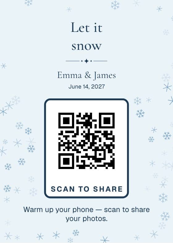 Winter Wonderland QR code sign for sharing event photos